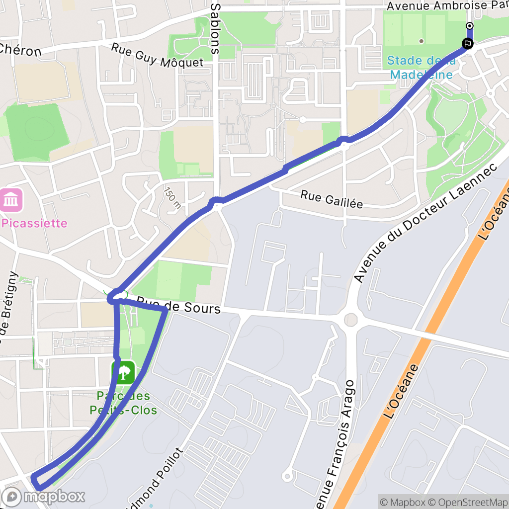 Chartres : carte du parcours de randonnée - France