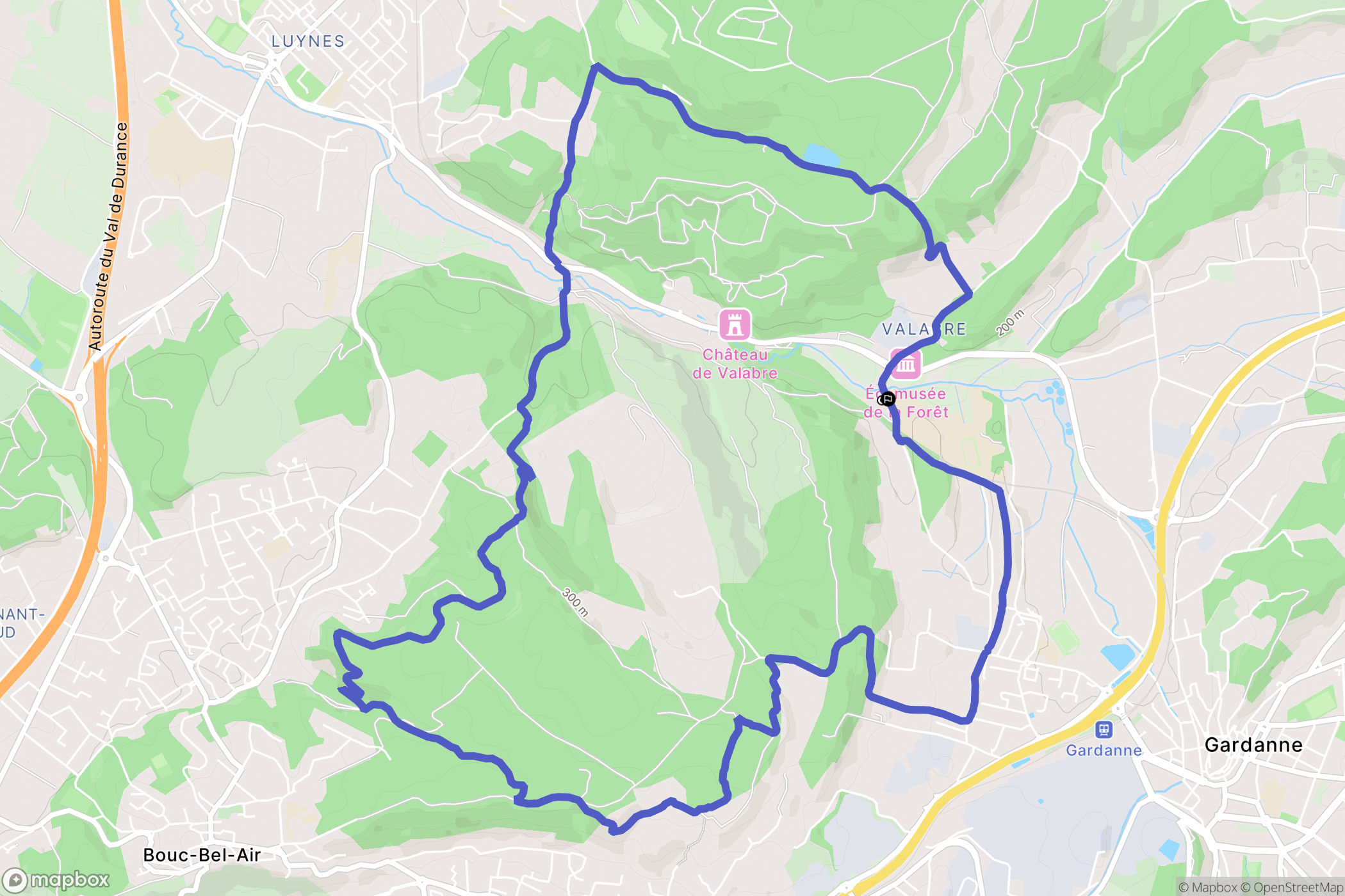 Gardanne : carte du parcours de randonnée - France