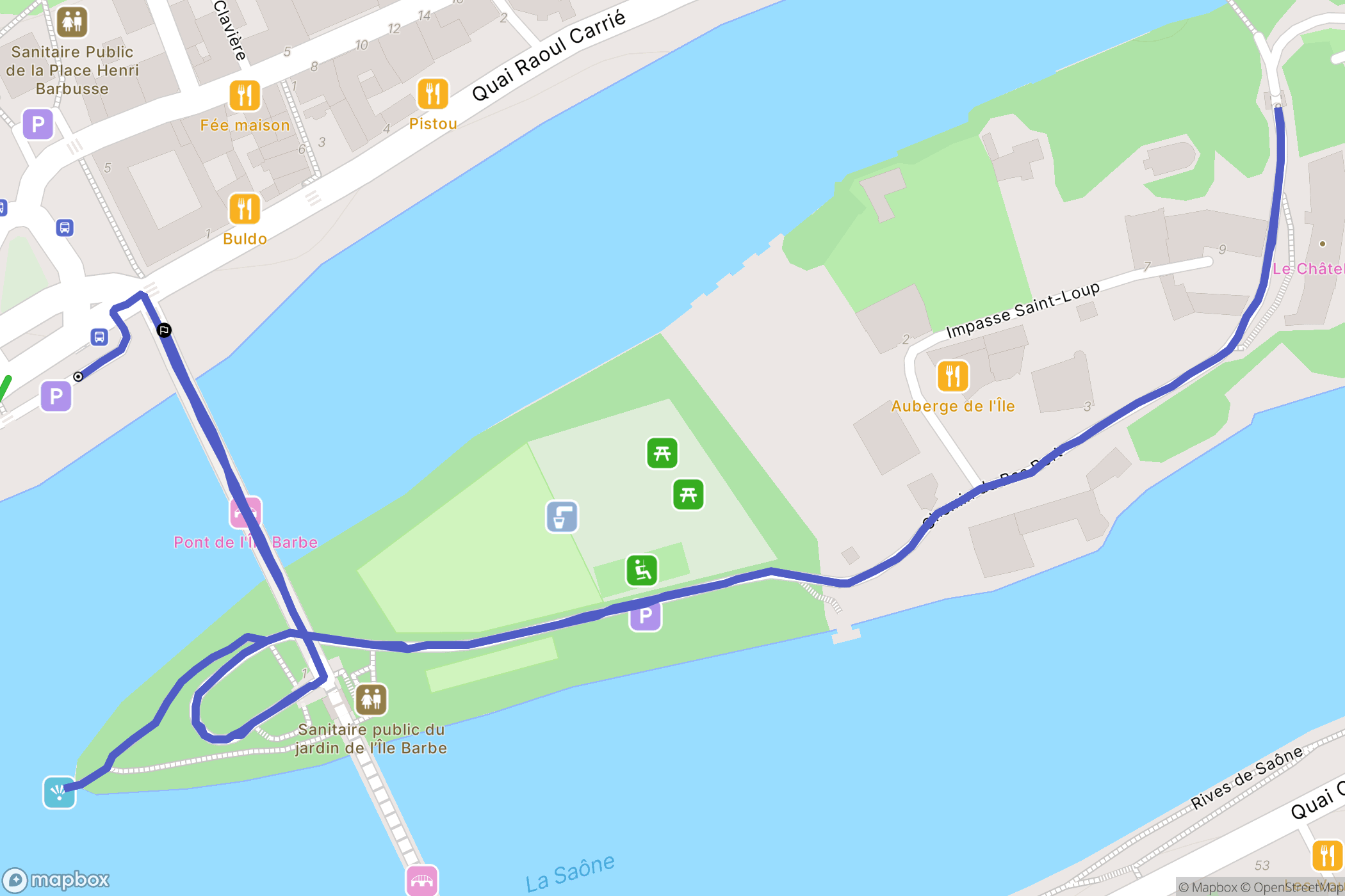 Lyon : carte du parcours de randonnée - France