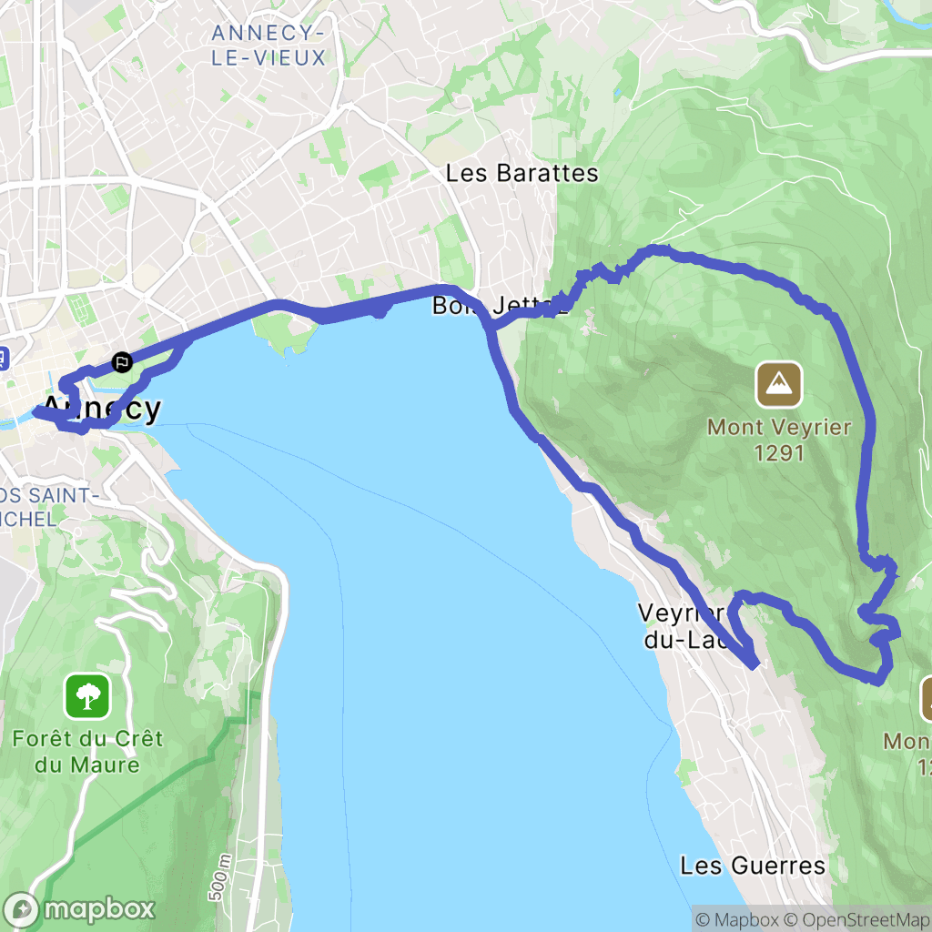 Annecy : carte du parcours de randonnée - France