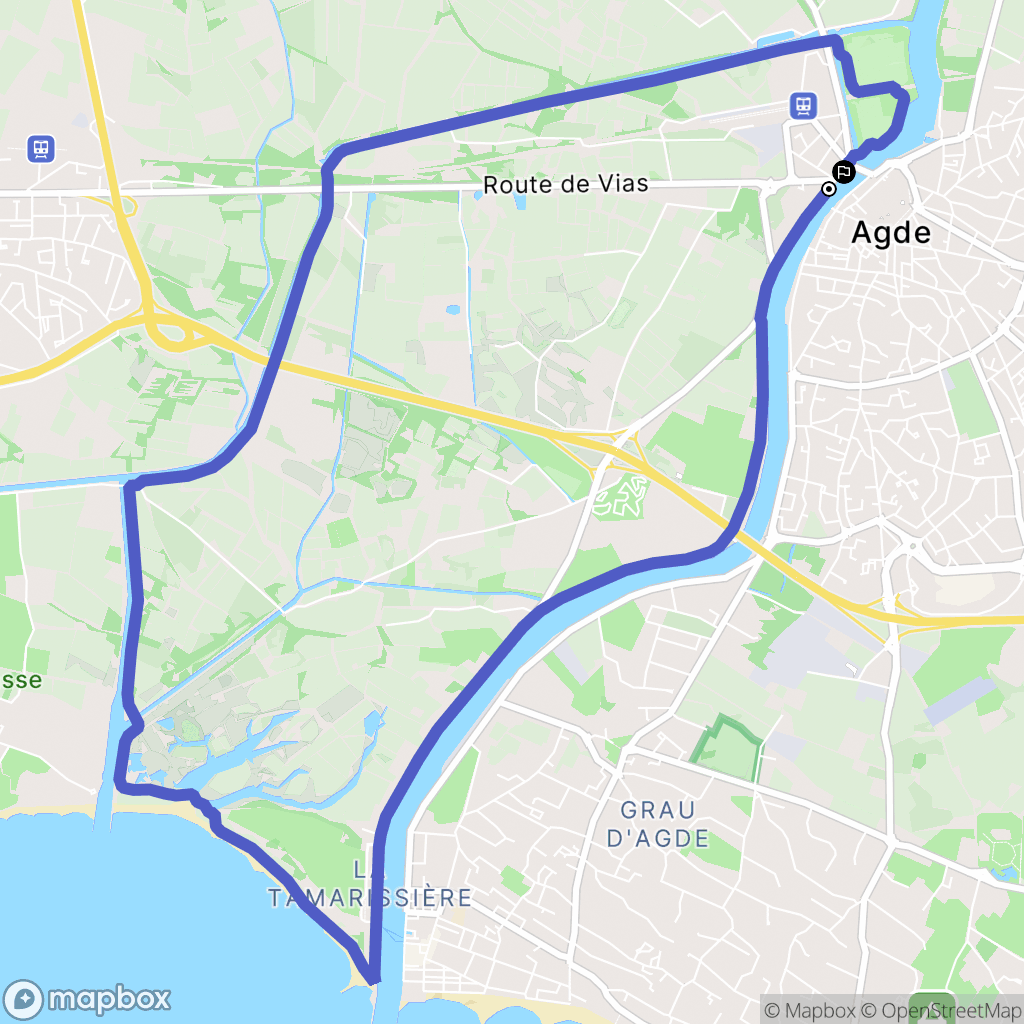 Agde : carte du parcours de randonnée - France