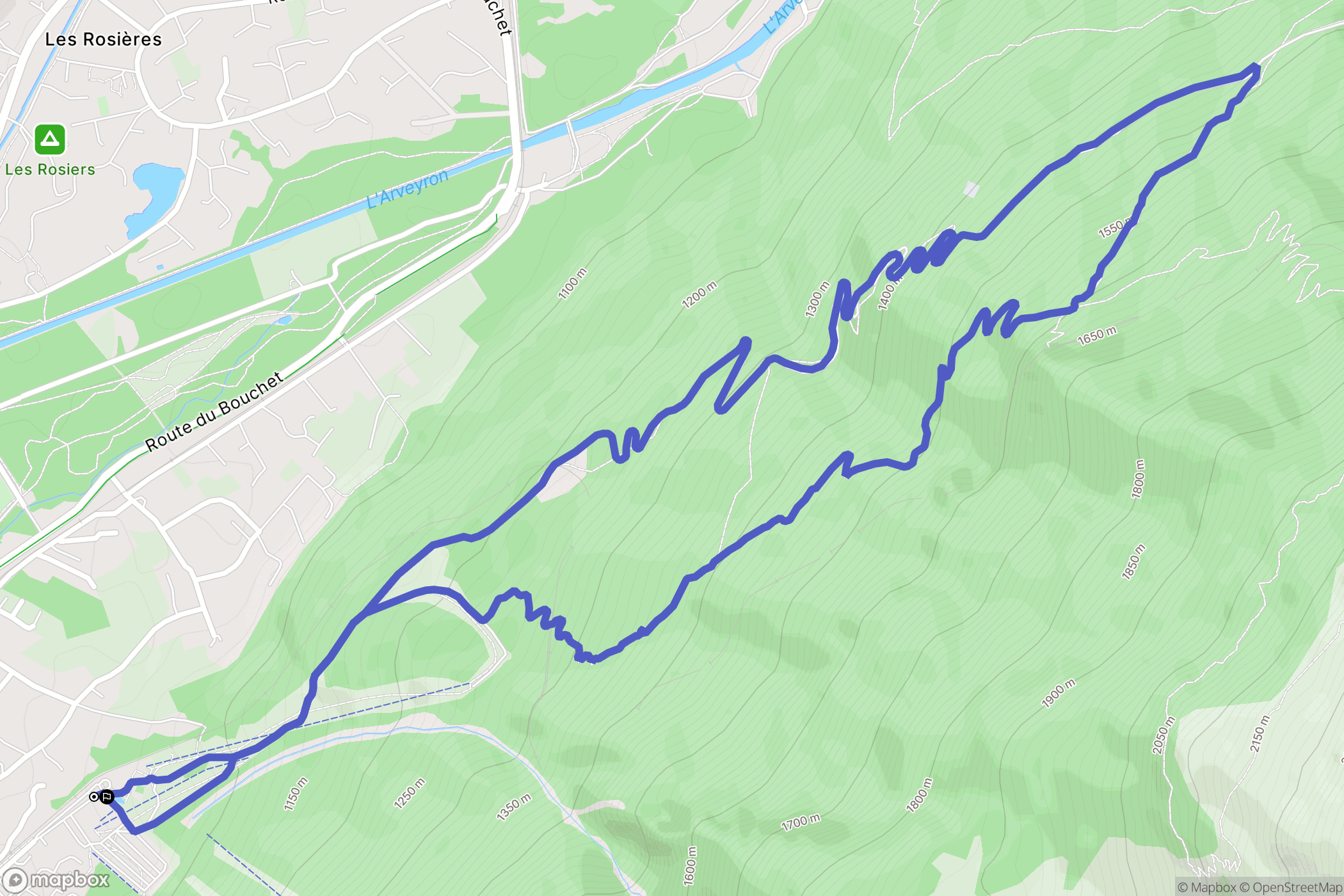 Chamonix-Mont-Blanc : carte du parcours de randonnée - France