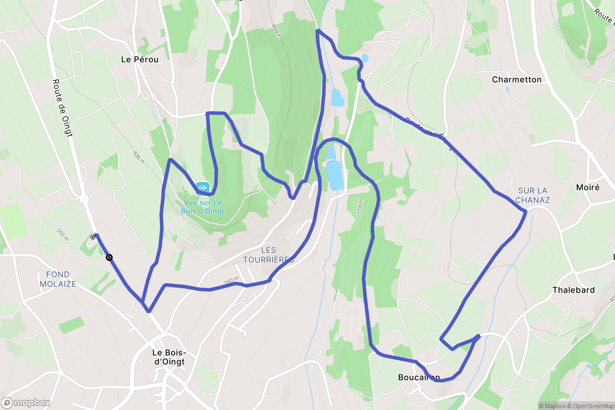Val d'Oingt : carte du parcours de randonnée - France