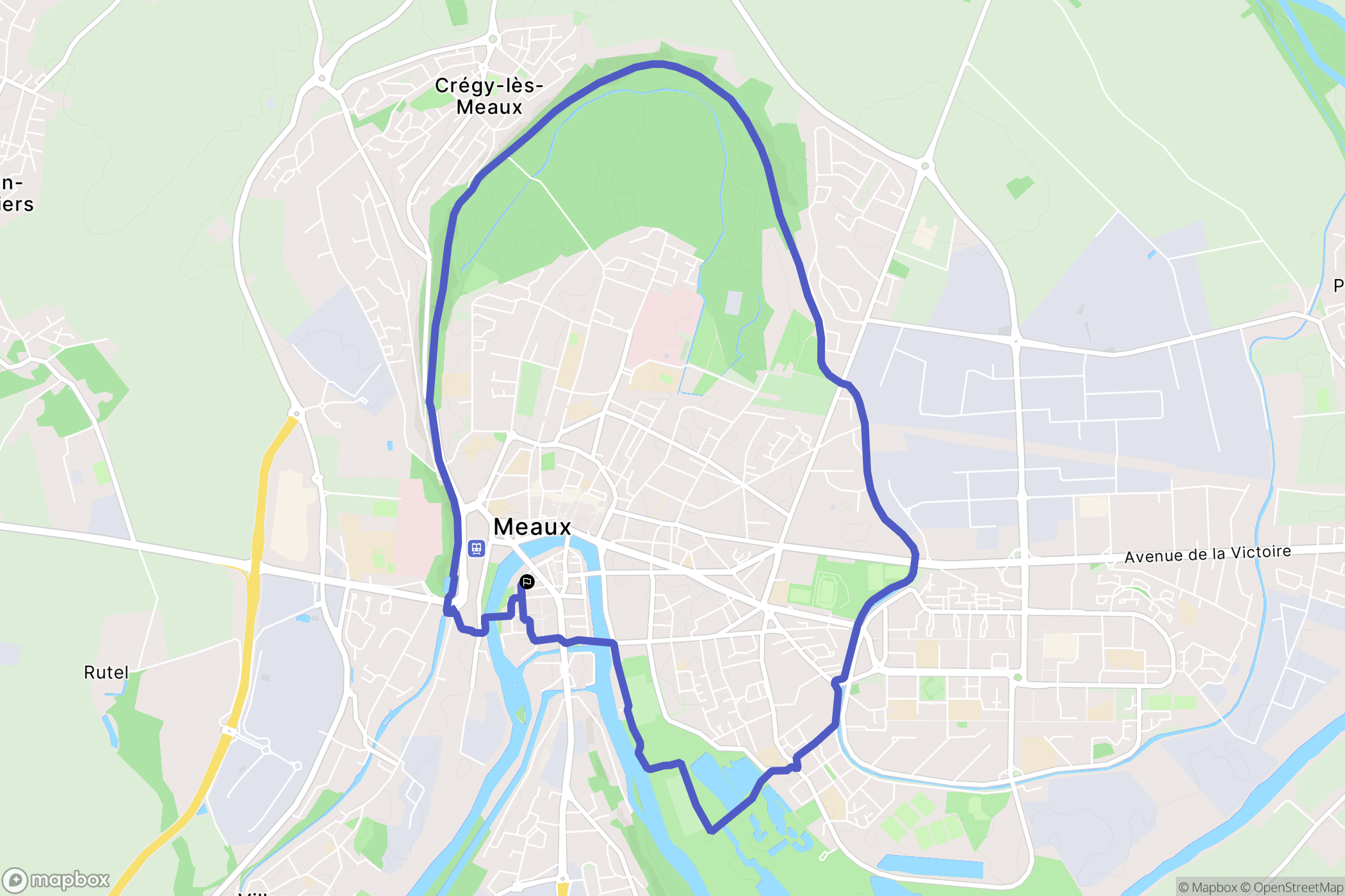 Meaux : carte du parcours de randonnée - France