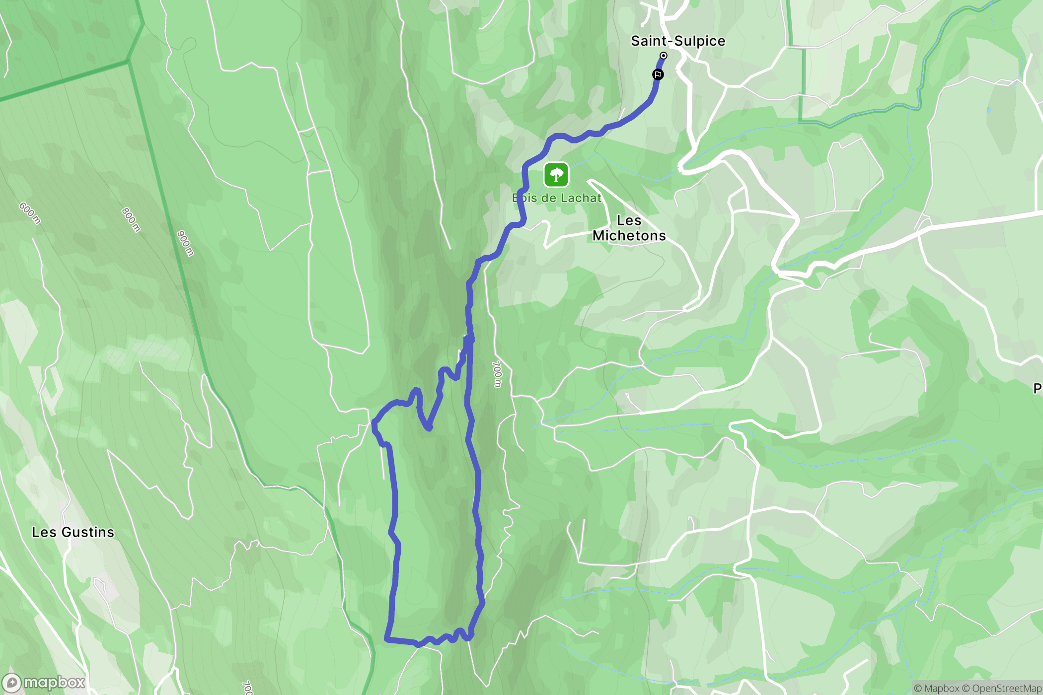 Saint-Sulpice : carte du parcours de randonnée - France