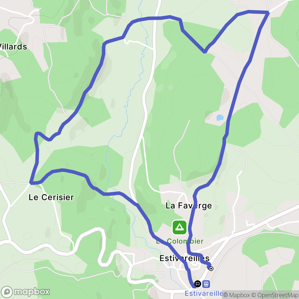 Estivareilles : carte du parcours de randonnée - France
