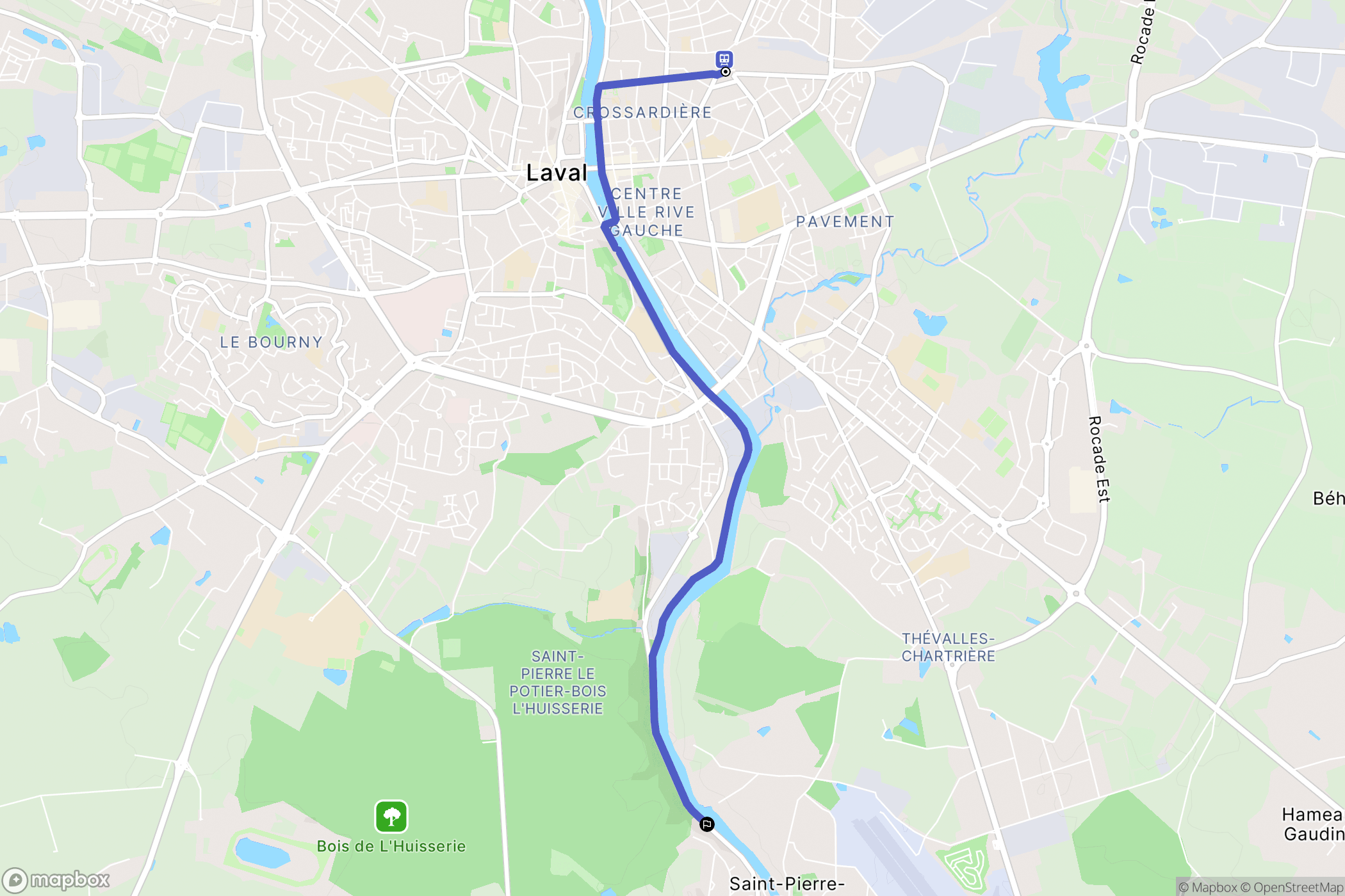 Laval : carte du parcours de randonnée - France