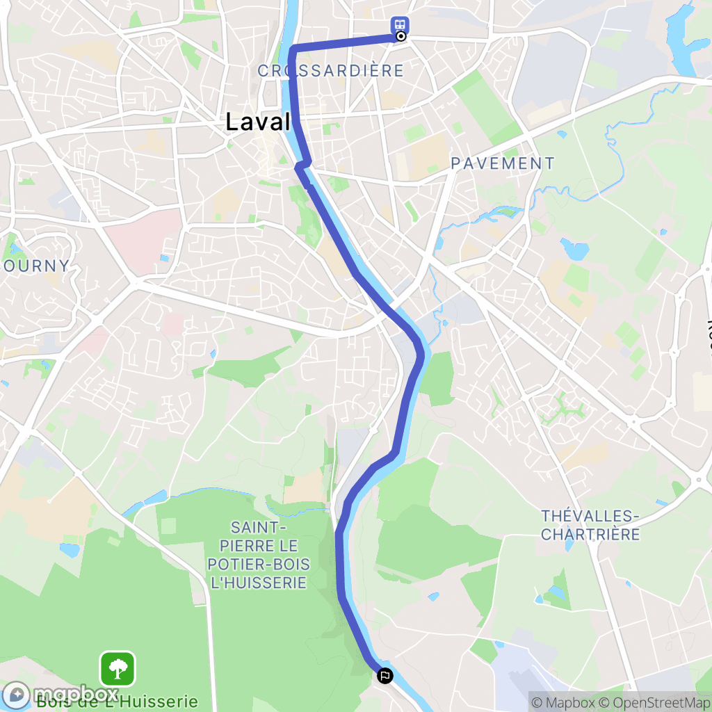 Laval : carte du parcours de randonnée - France