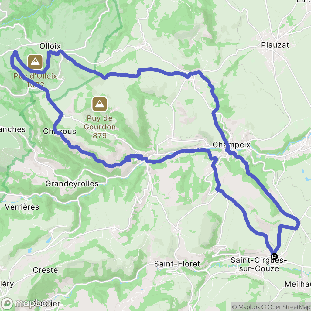 Chidrac : carte du parcours de randonnée - France