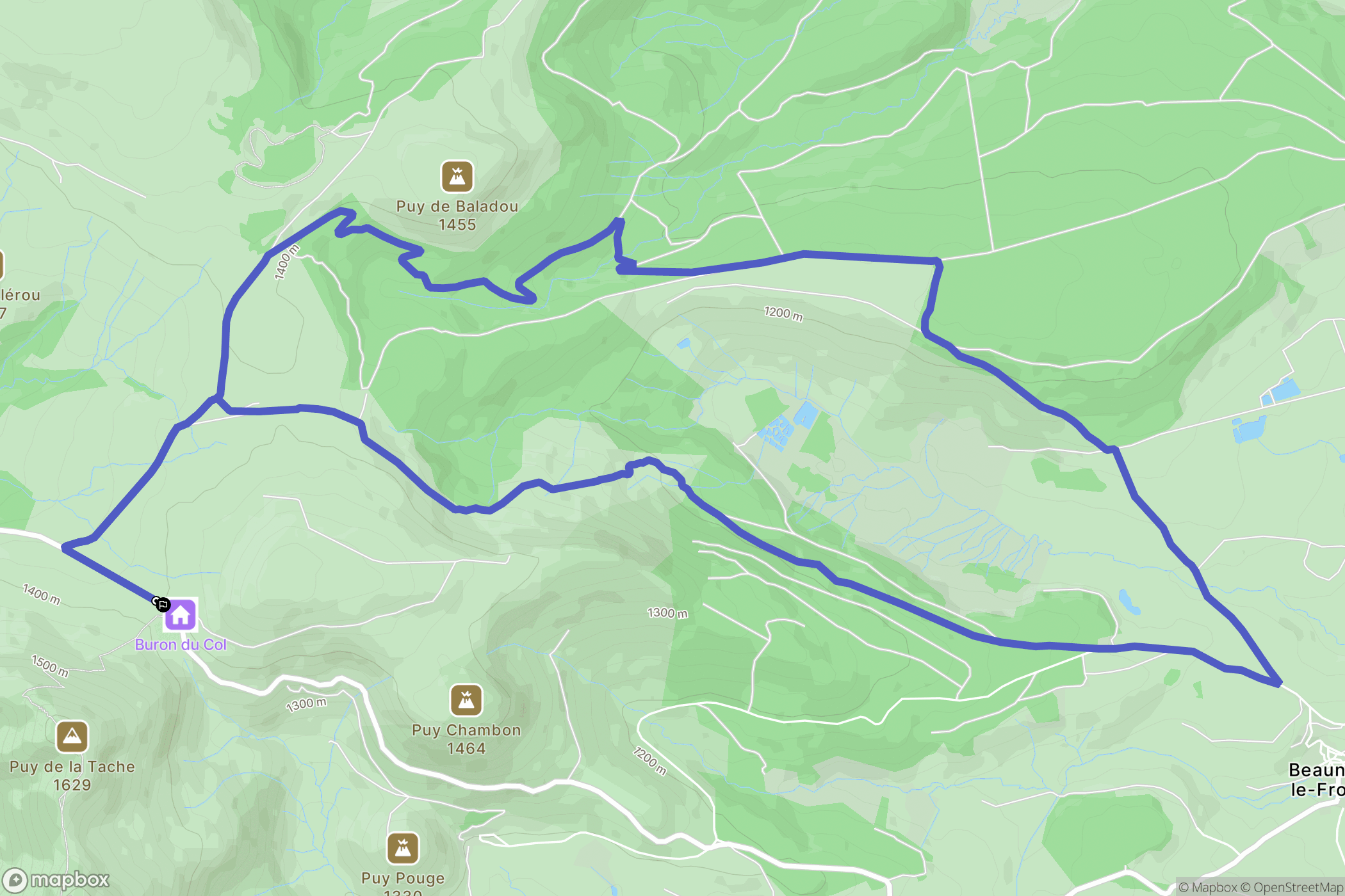 Chambon-sur-Lac : carte du parcours de randonnée - France