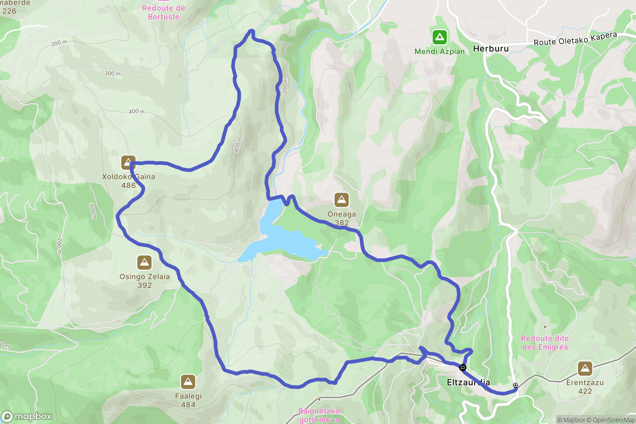 Urrugne : carte du parcours de randonnée - France