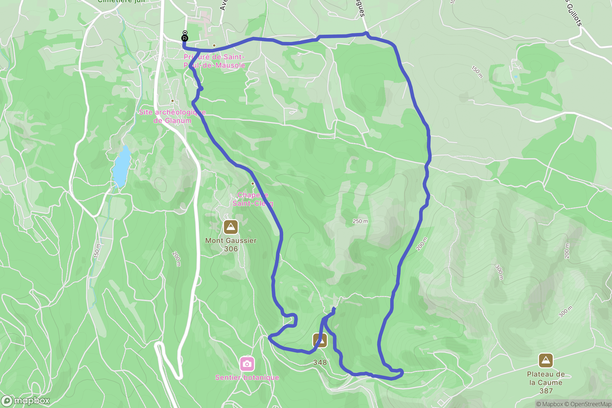 Saint-Paul de Mausole, Saint-Rémy-de-Provence : carte du parcours de randonnée - France