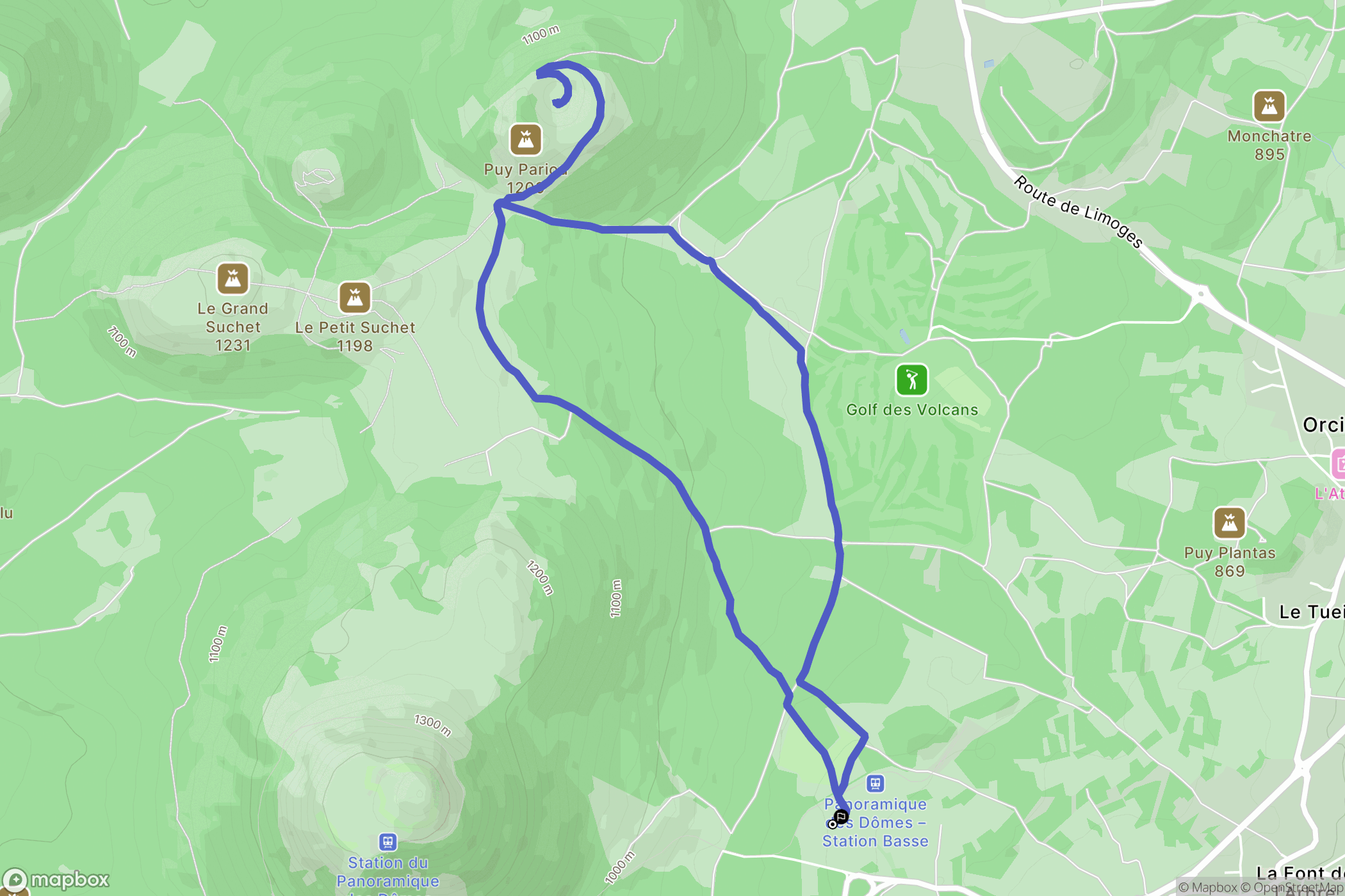 Orcines : carte du parcours de randonnée - France