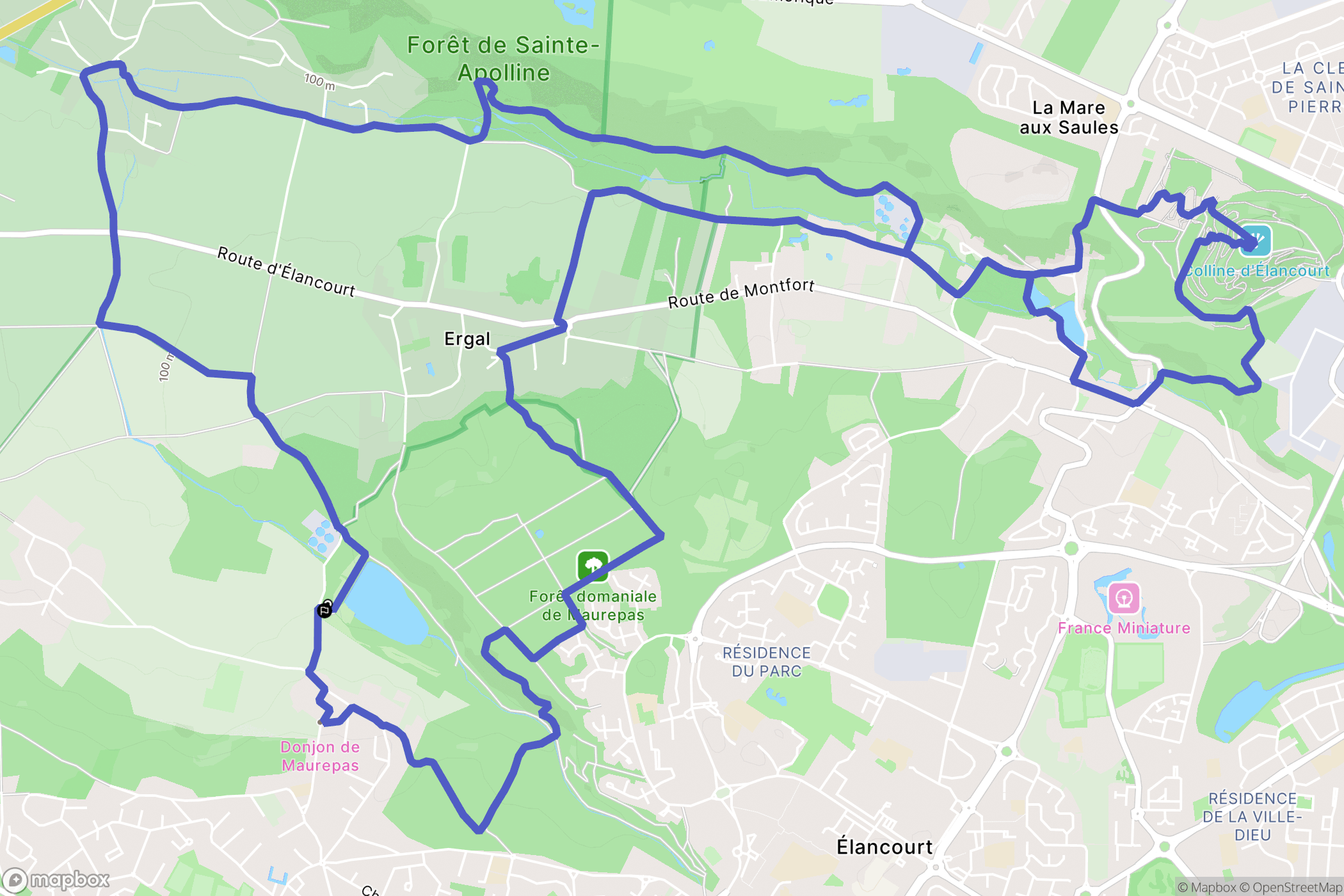 Maurepas : carte du parcours de randonnée - France