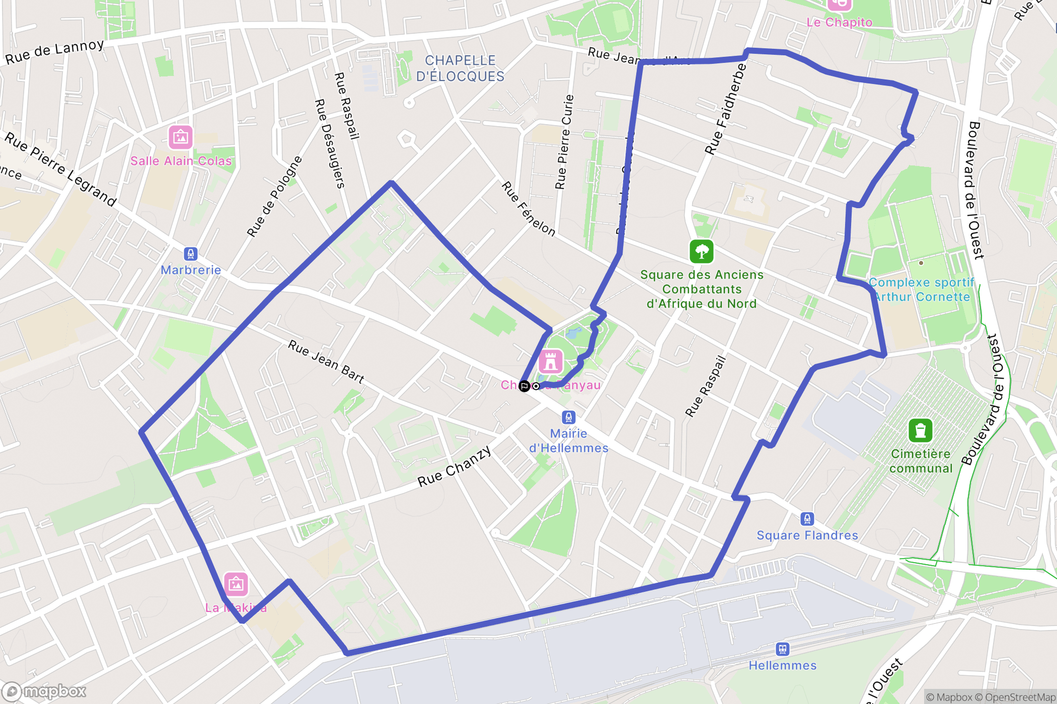 Lille : carte du parcours de randonnée - France