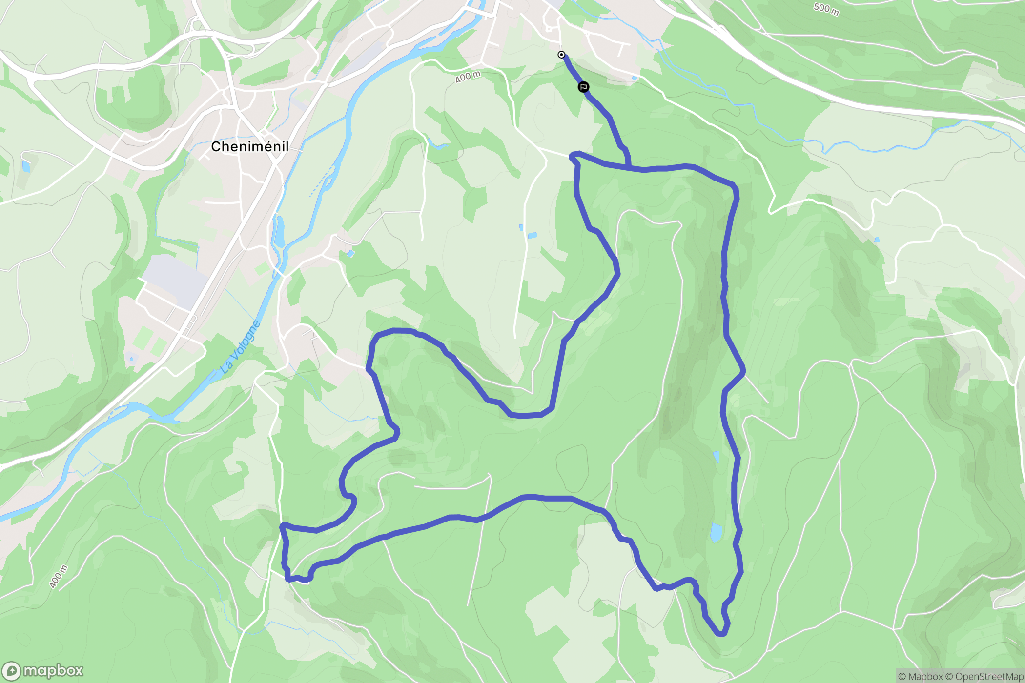 Docelles : carte du parcours de randonnée - France