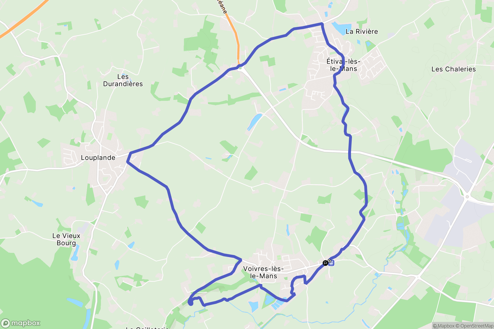 Voivres-lès-le-Mans : carte du parcours de randonnée - France