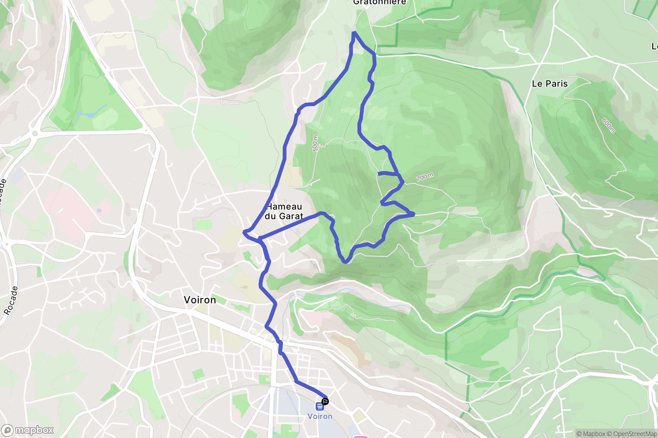 Voiron : carte du parcours de randonnée - France