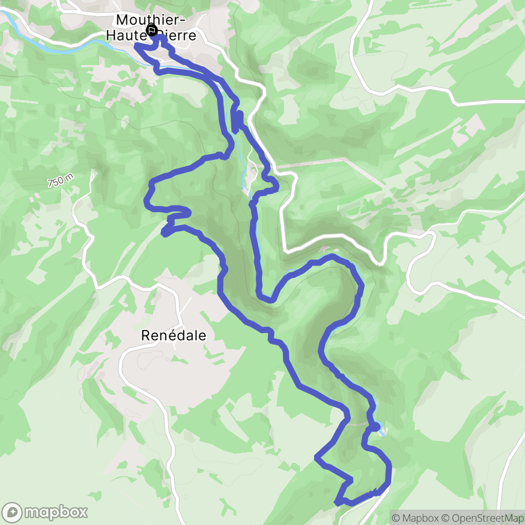 Mouthier-Haute-Pierre : carte du parcours de randonnée - France