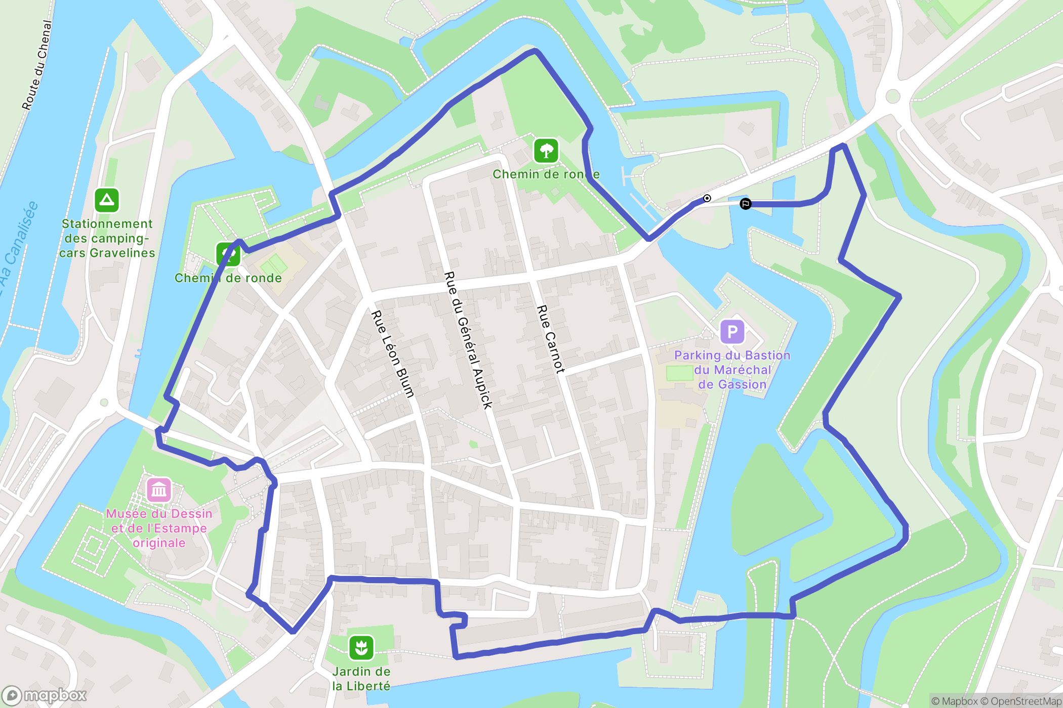 Gravelines : carte du parcours de randonnée - France
