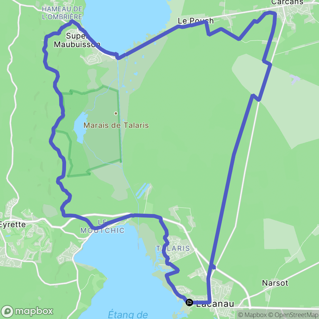 Lacanau : carte du parcours de randonnée - France
