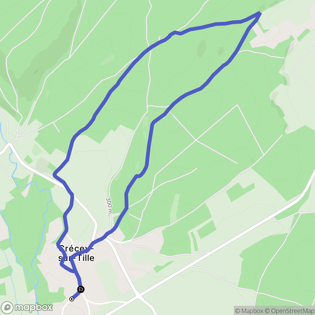 Crécey-sur-Tille : carte du parcours de randonnée - France