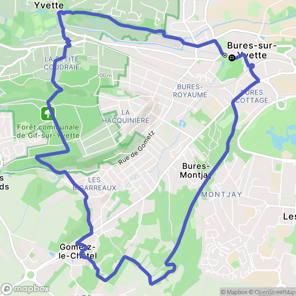 Bures-sur-Yvette : carte du parcours de randonnée - France