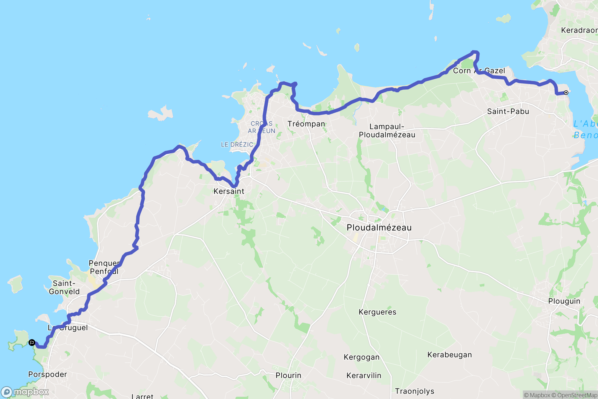 Saint-Pabu : carte du parcours de randonnée - France