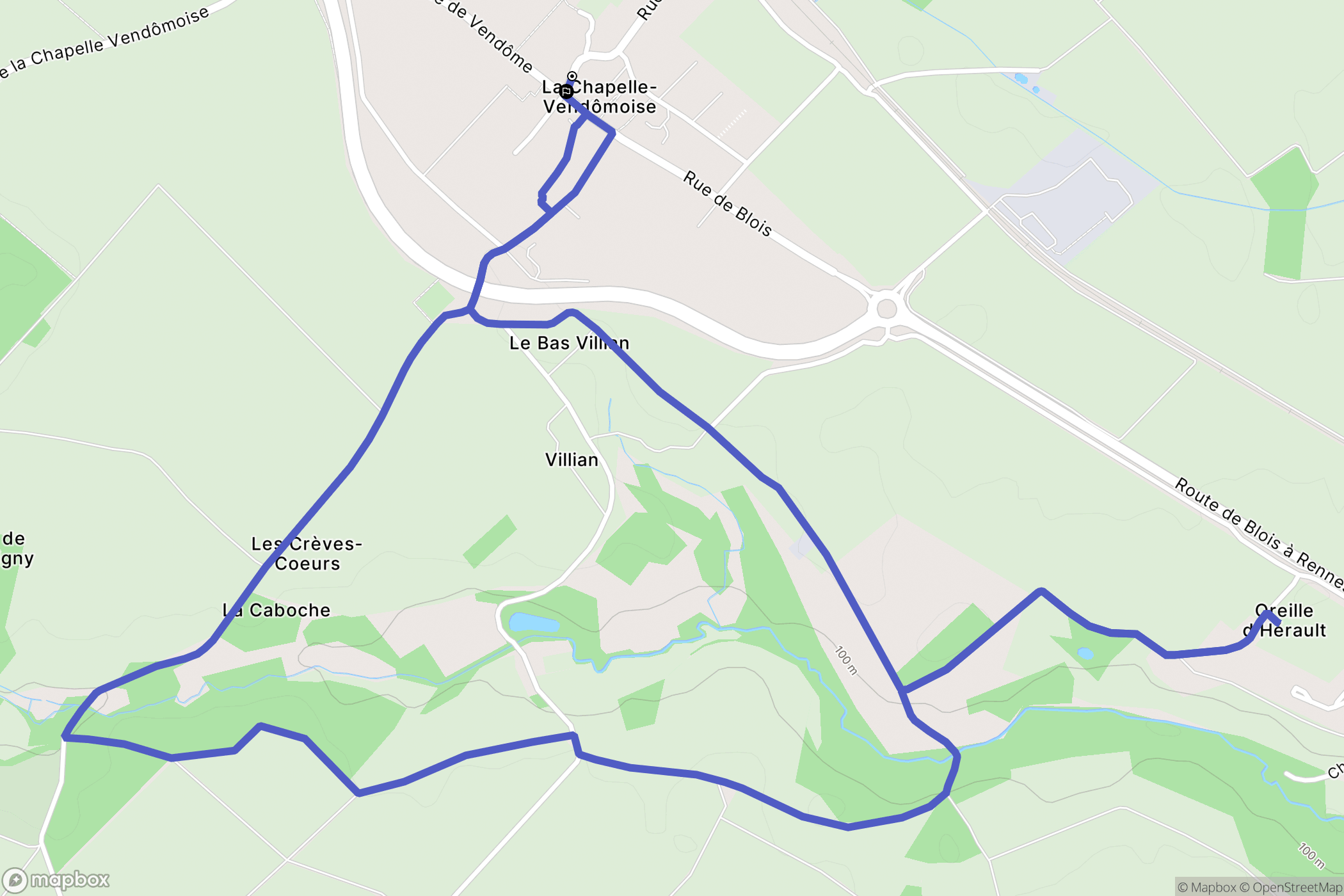 La Chapelle-Vendômoise : carte du parcours de randonnée - France