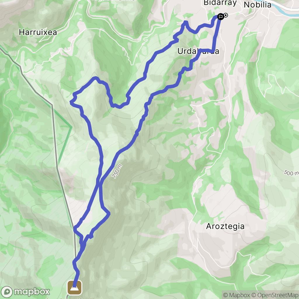 Bidarray : carte du parcours de randonnée - France