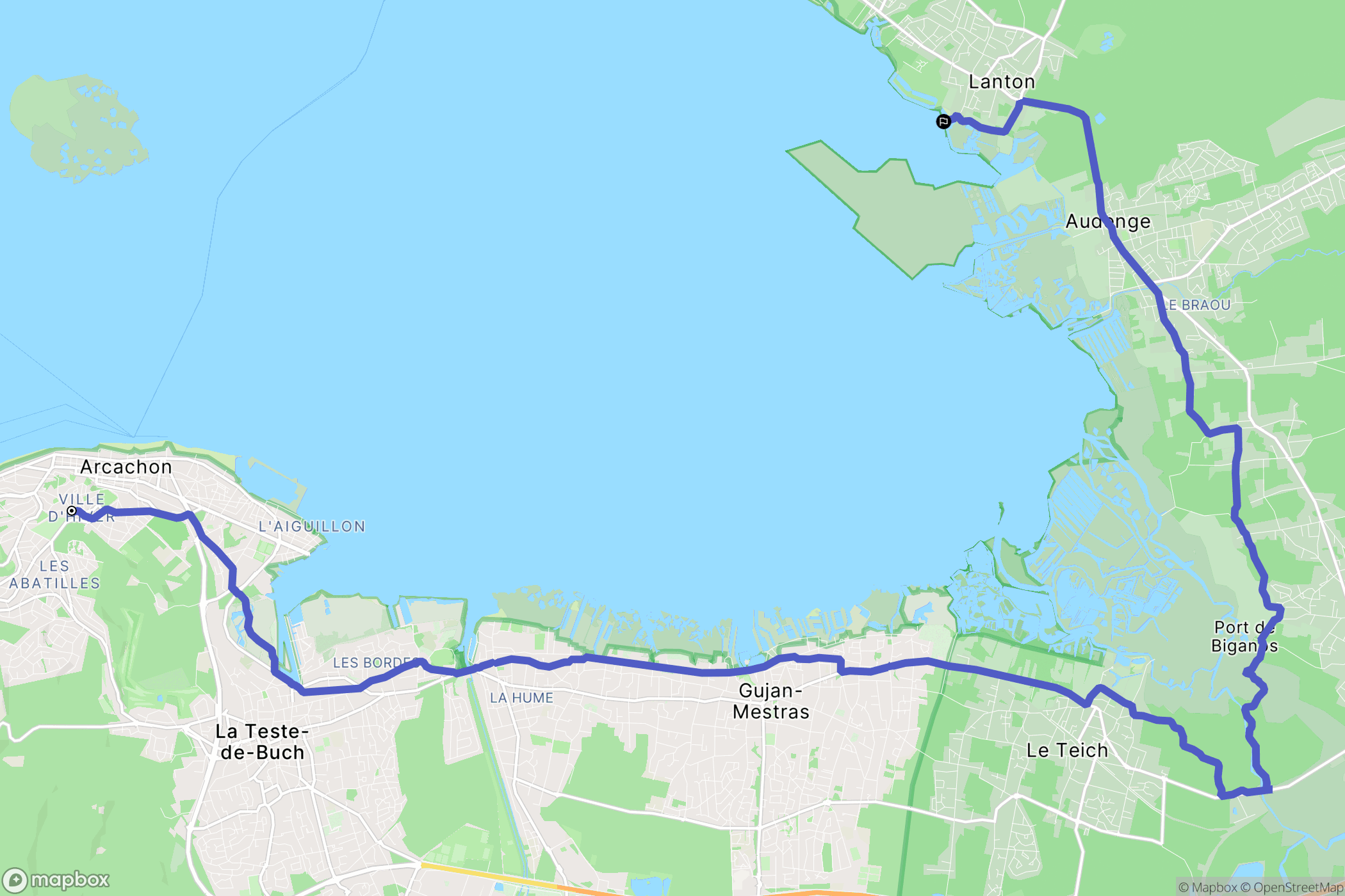 Arcachon : carte du parcours de randonnée - France