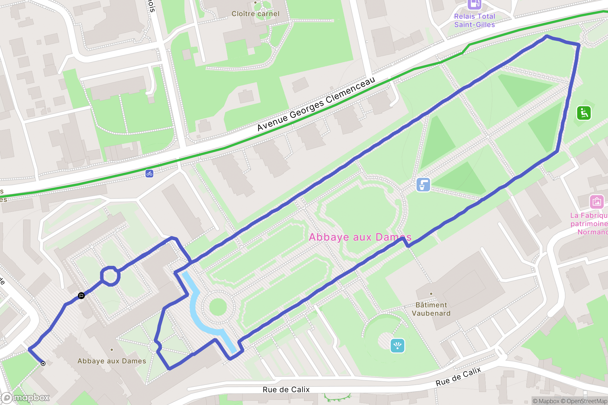 Caen : carte du parcours de randonnée - France