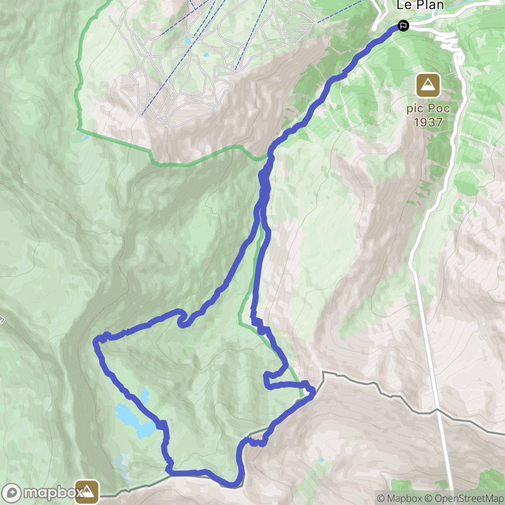 Aragnouet : carte du parcours de randonnée - France