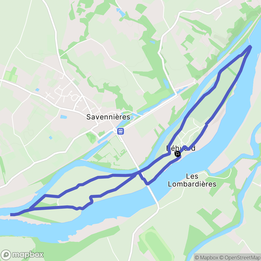 Béhuard : carte du parcours de randonnée - France