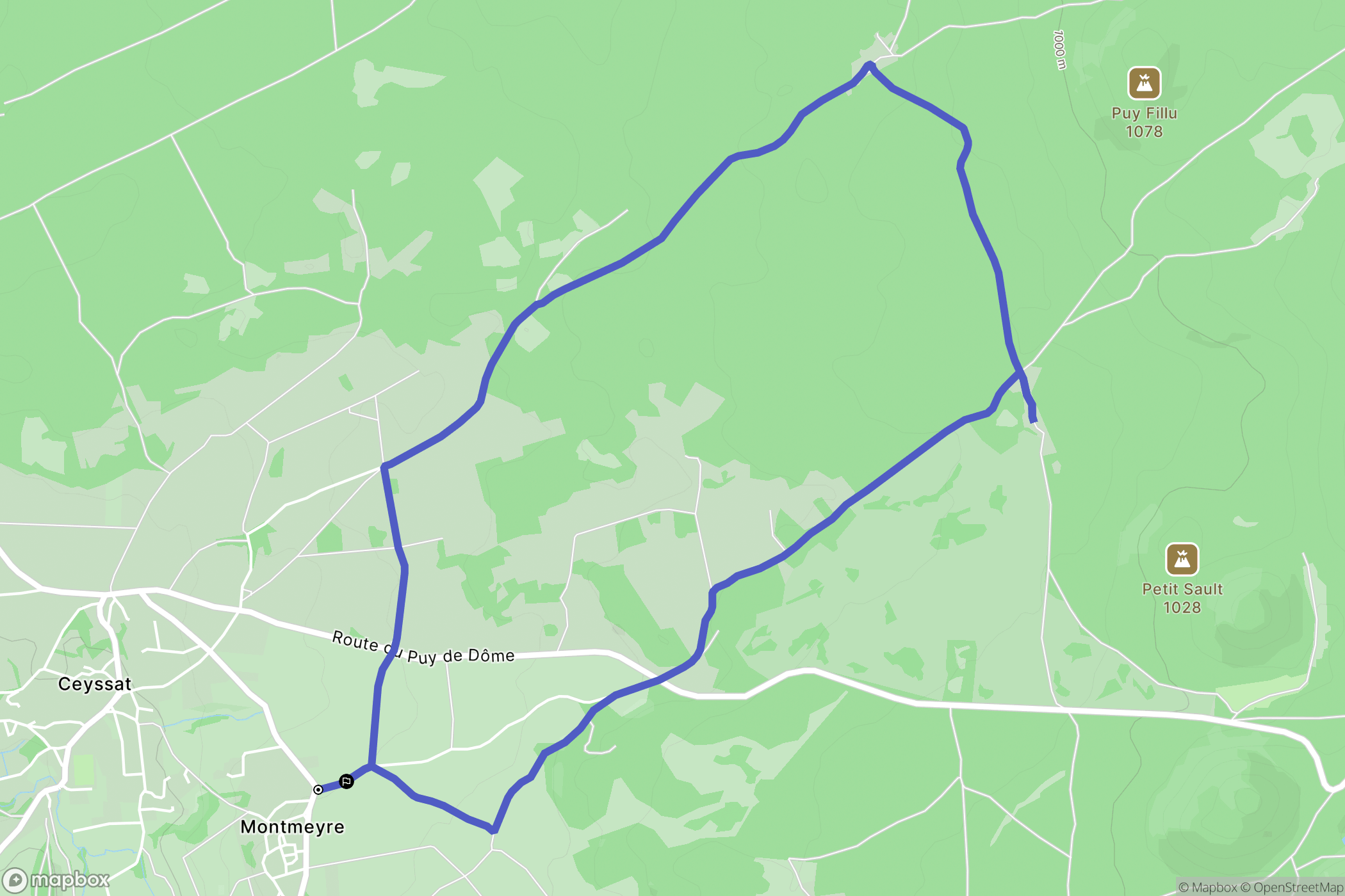 Montmeyre : carte du parcours de randonnée - France