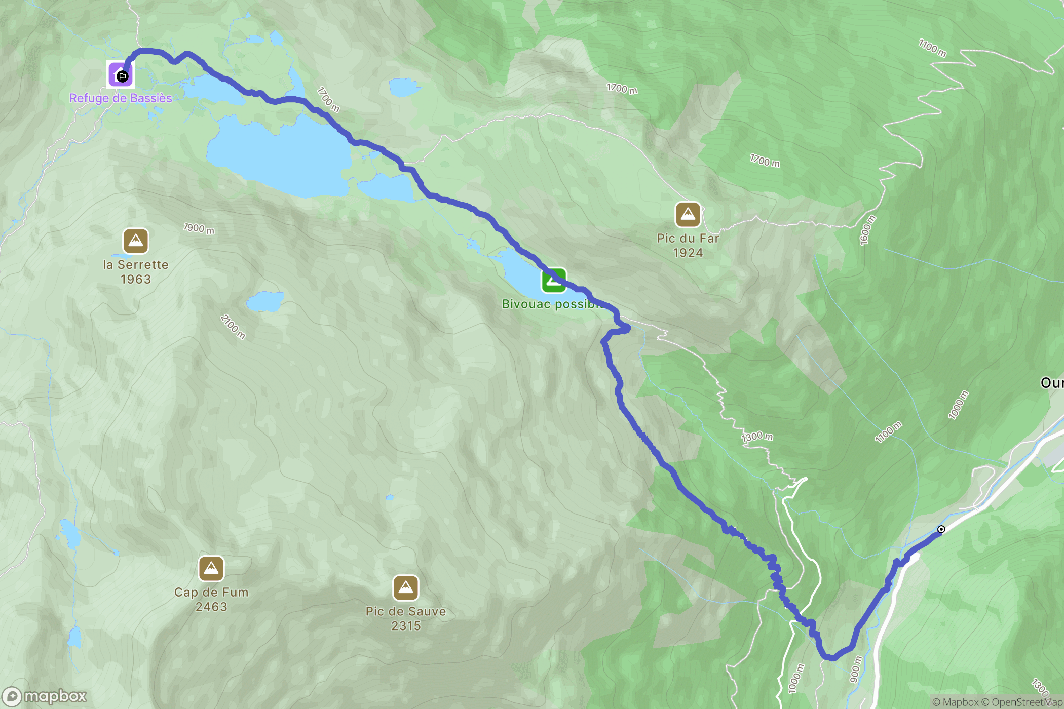 Auzat : carte du parcours de randonnée - France