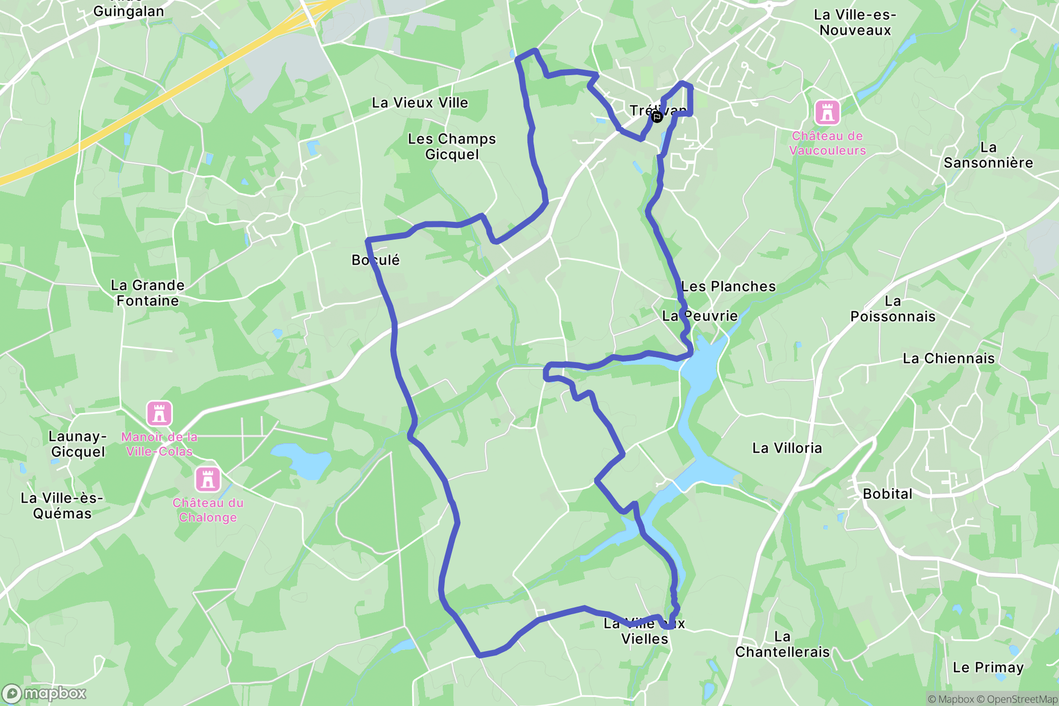 Trélivan : carte du parcours de randonnée - France