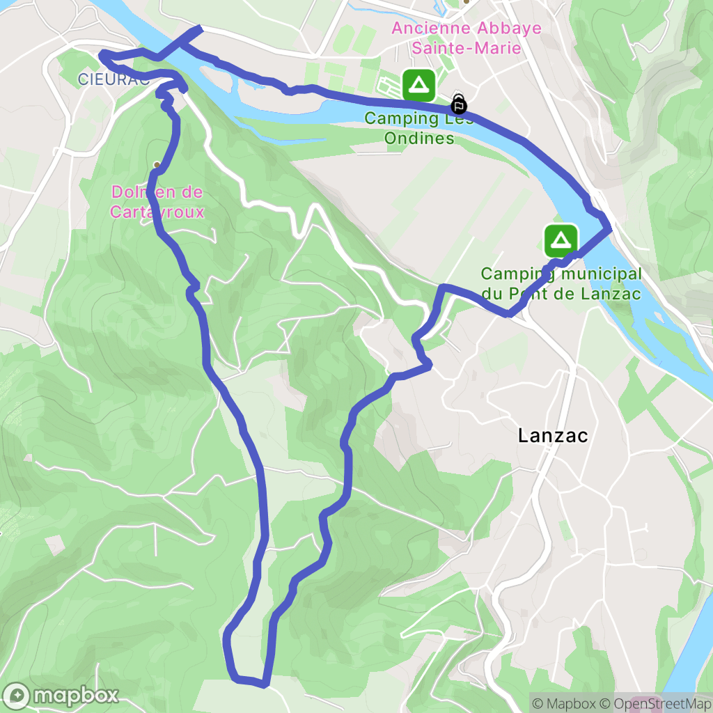 Souillac : carte du parcours de randonnée - France