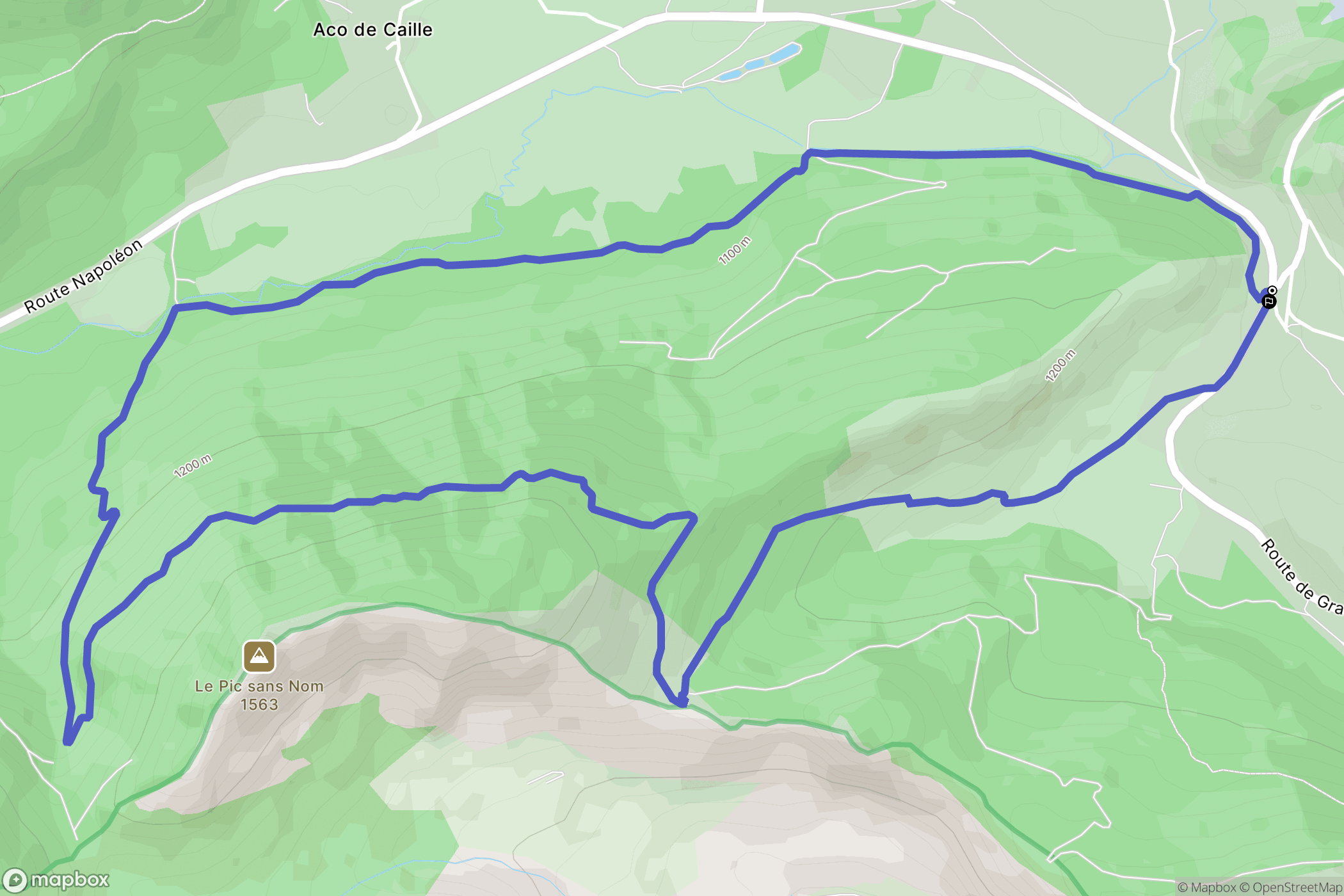 Adrech de Rouaine, Séranon : carte du parcours de randonnée - France