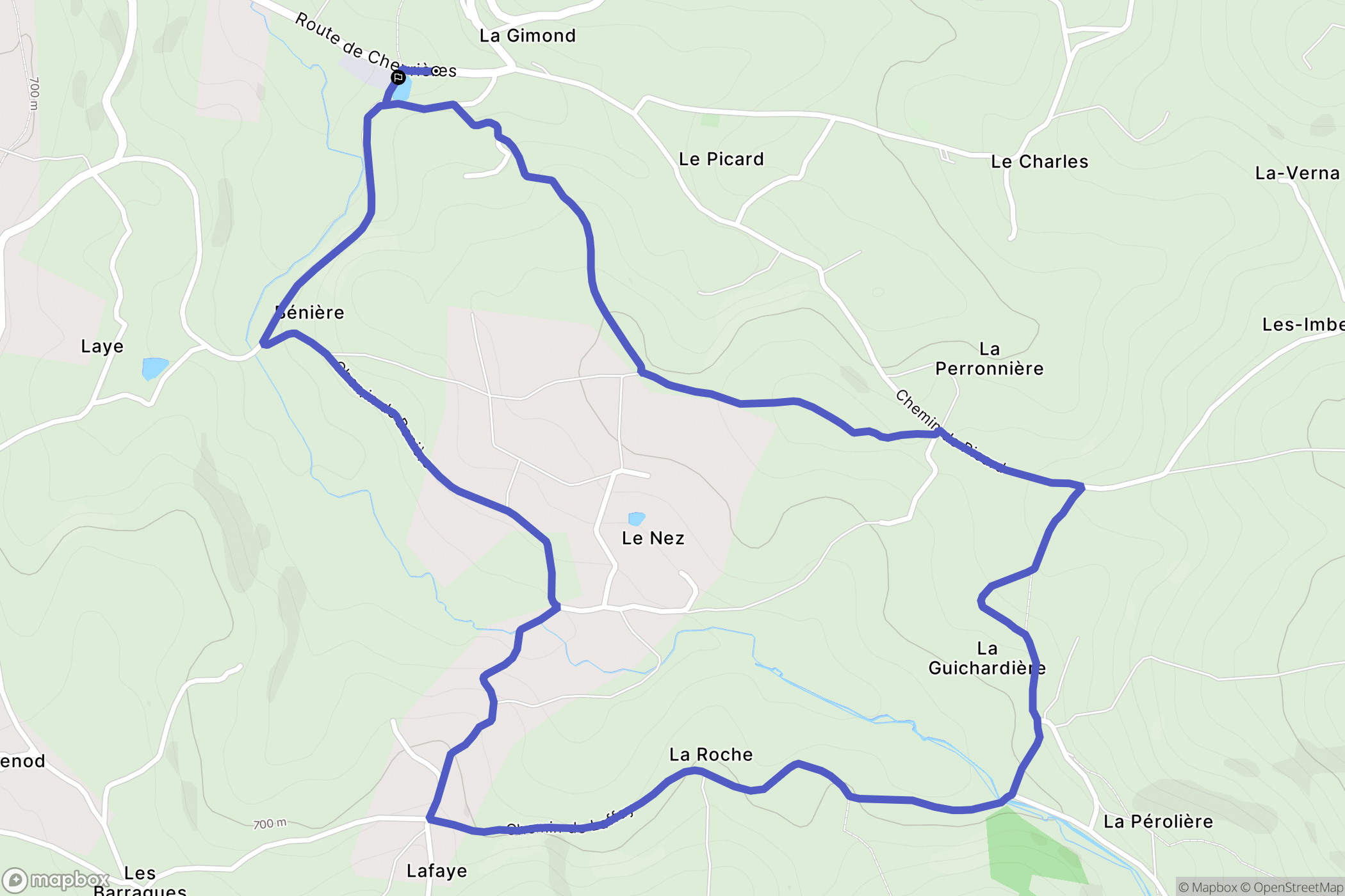La Gimond : carte du parcours de randonnée - France