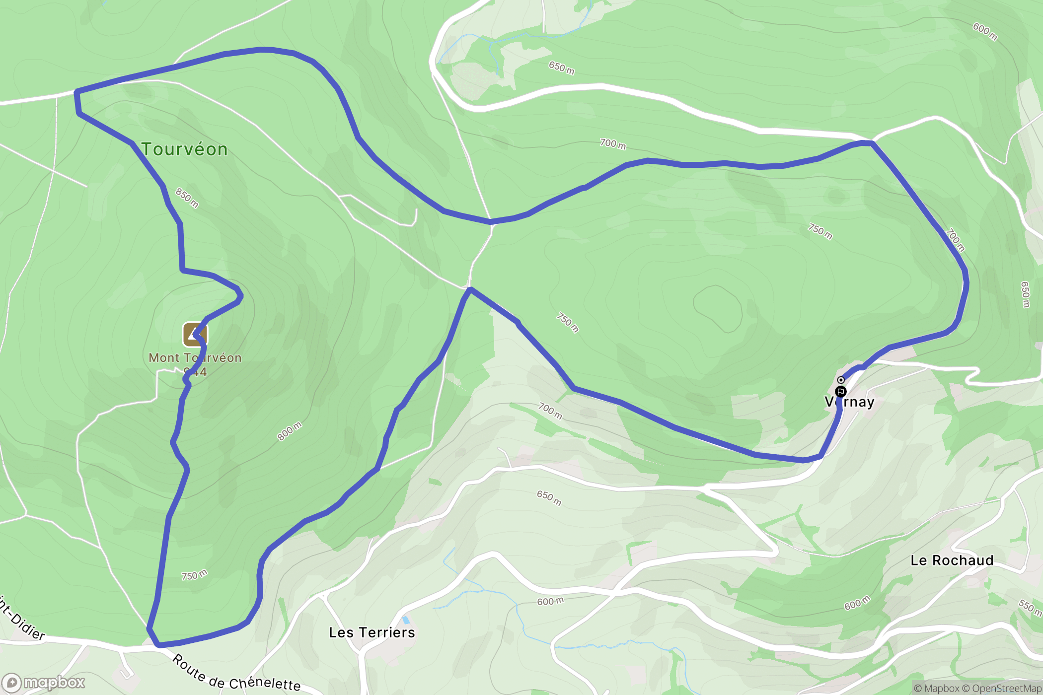 Vernay : carte du parcours de randonnée - France