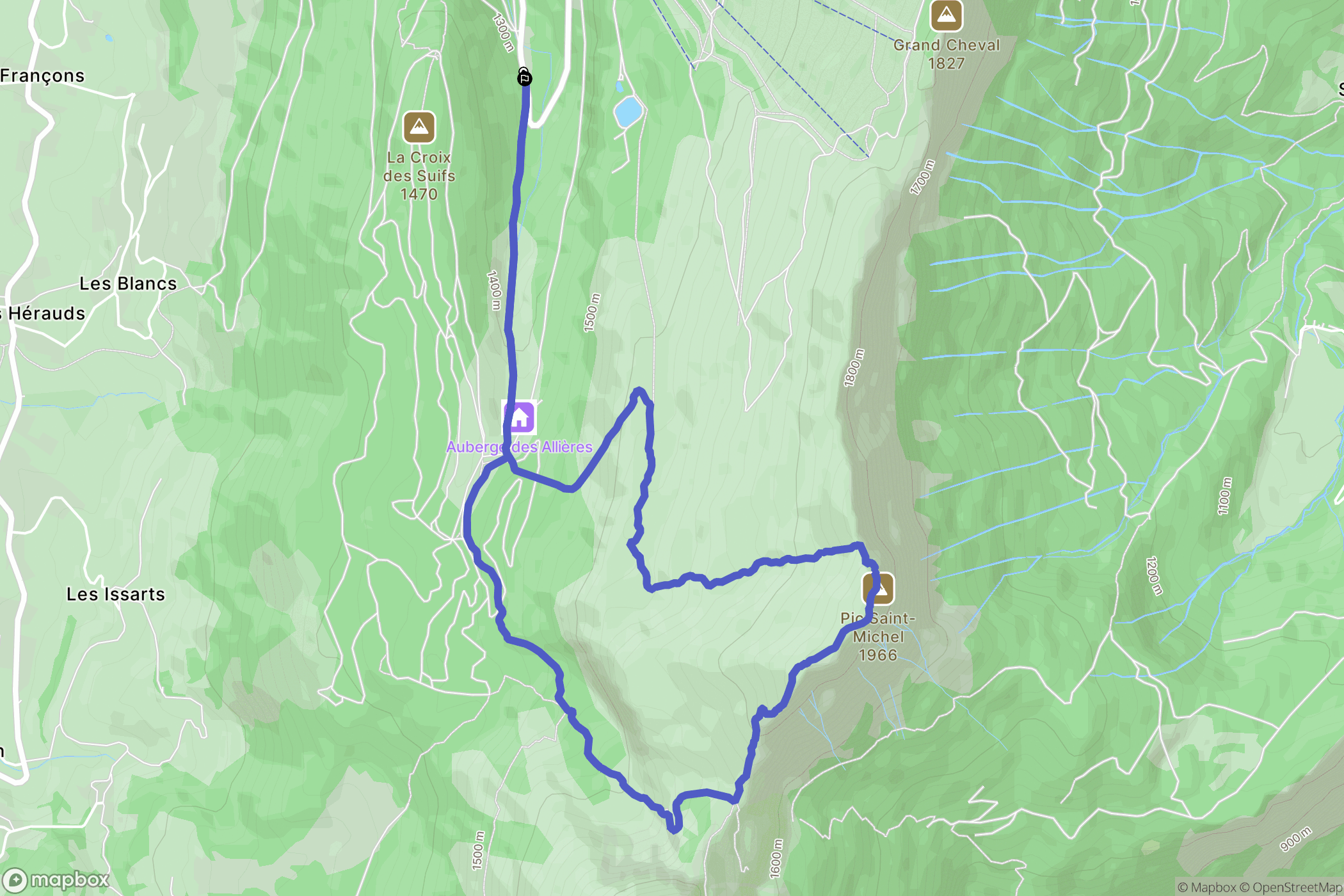 Lans-en-Vercors : carte du parcours de randonnée - France