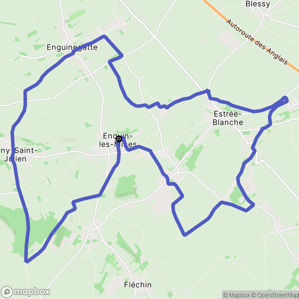 Enquin-lez-Guinegatte : carte du parcours de randonnée - France