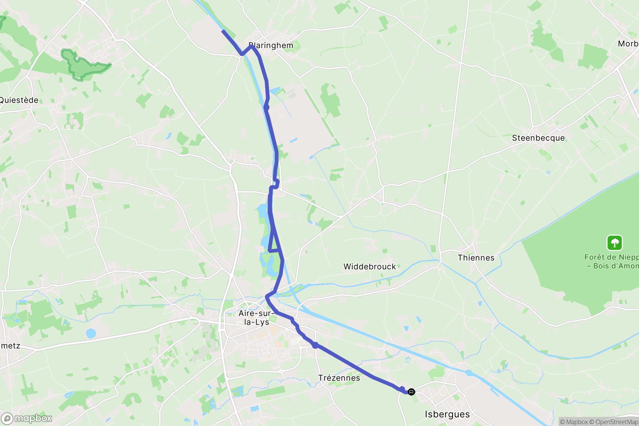 Isbergues : carte du parcours de randonnée - France