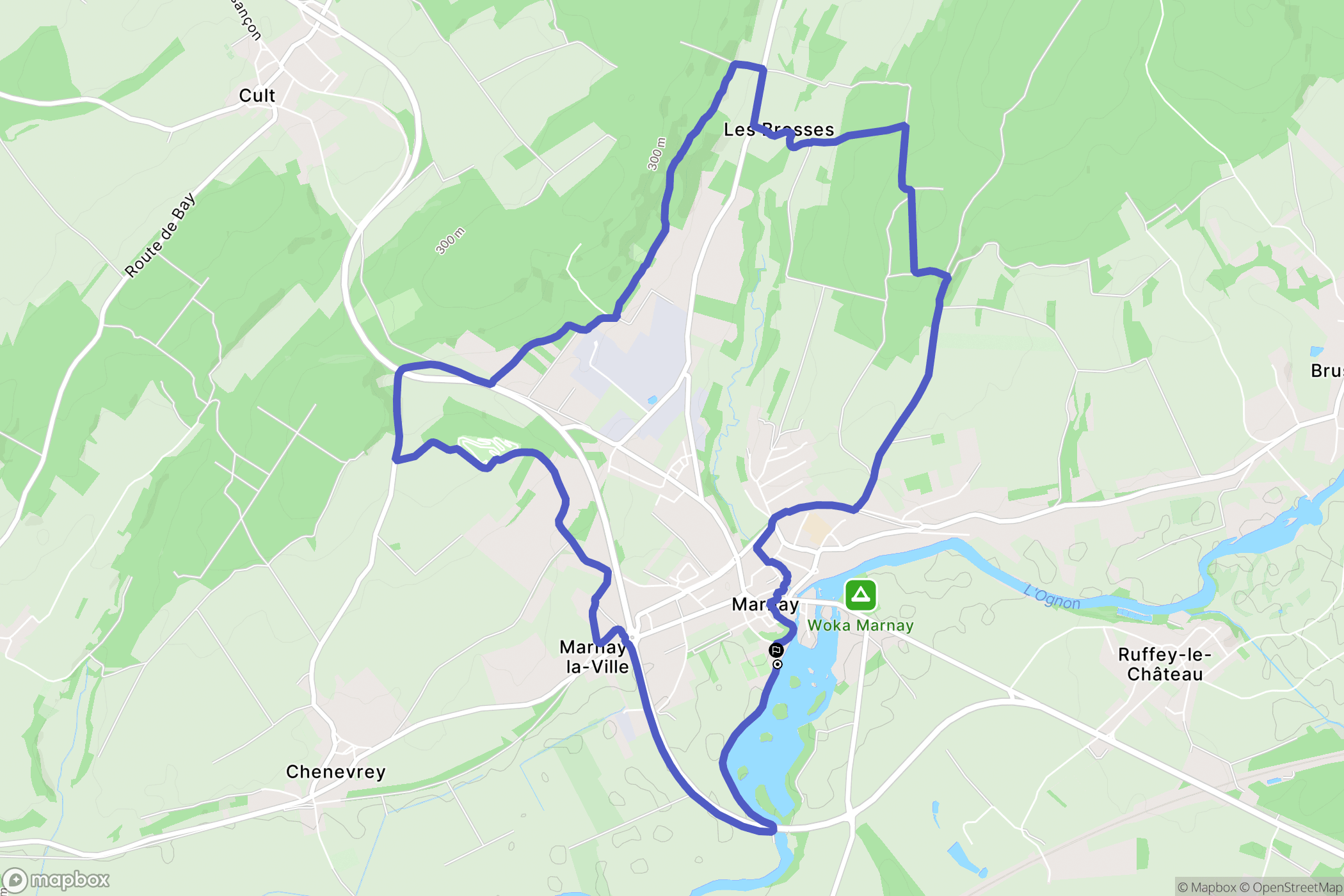 Marnay : carte du parcours de randonnée - France