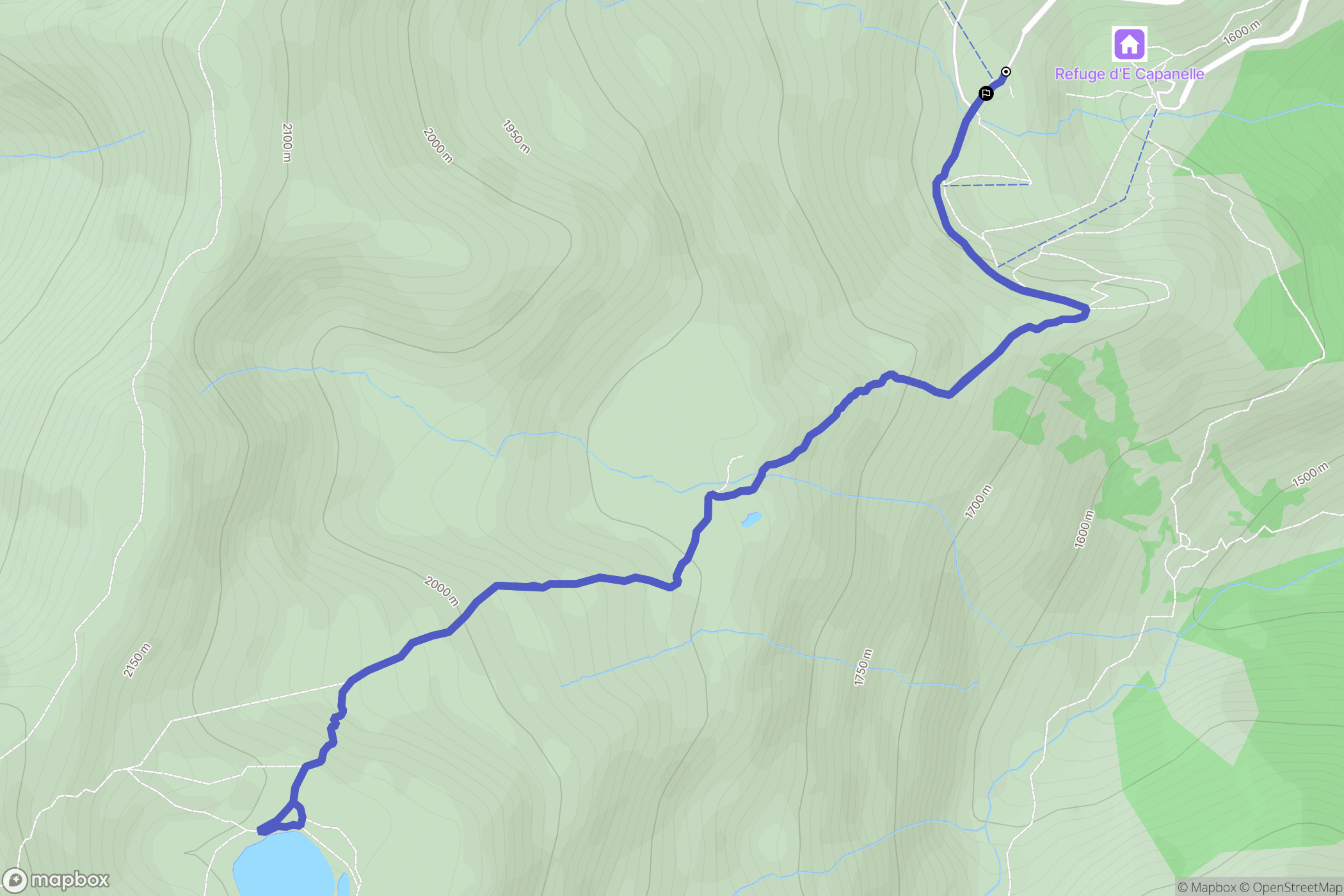 Ghisoni : carte du parcours de randonnée - France