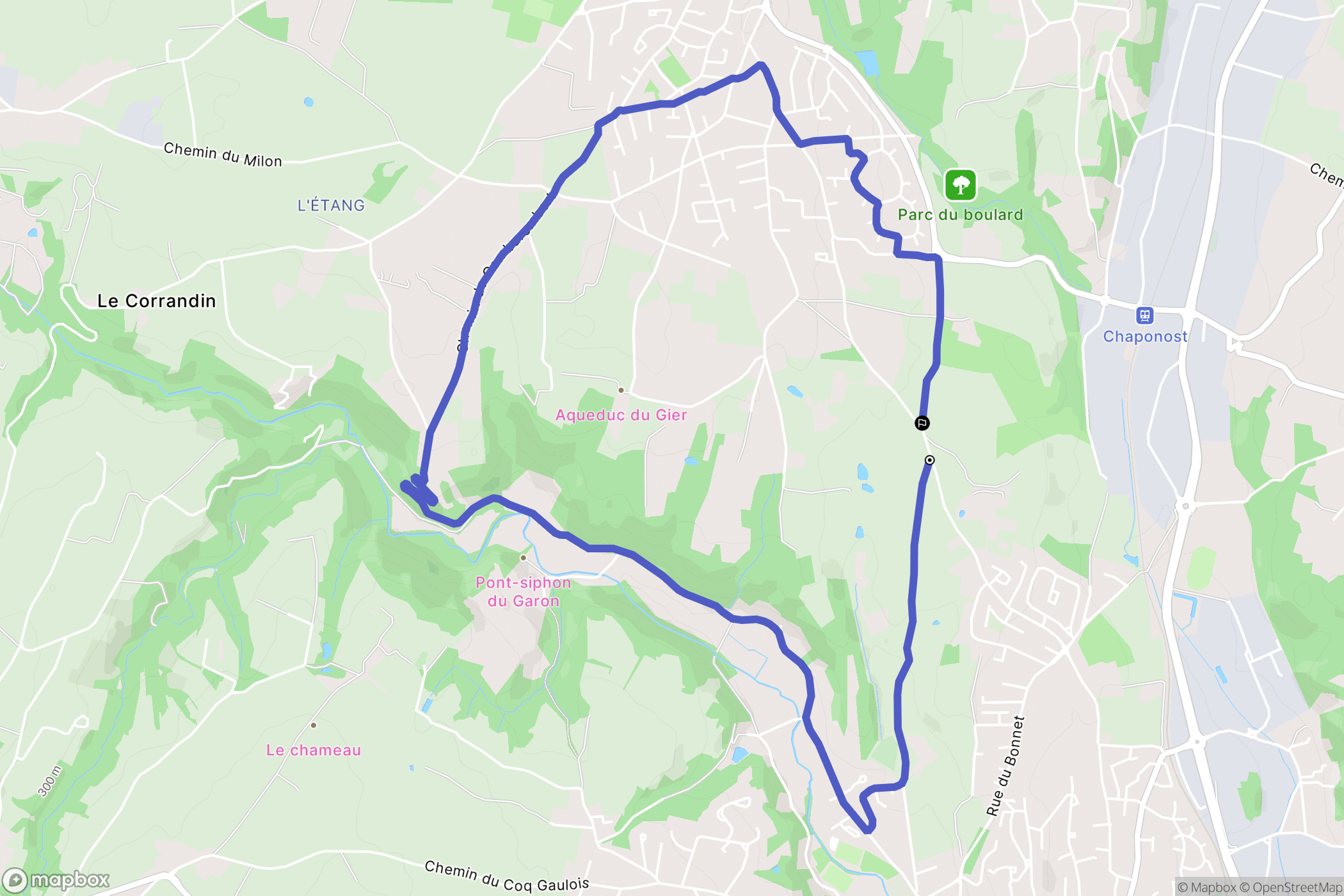 Chaponost : carte du parcours de randonnée - France
