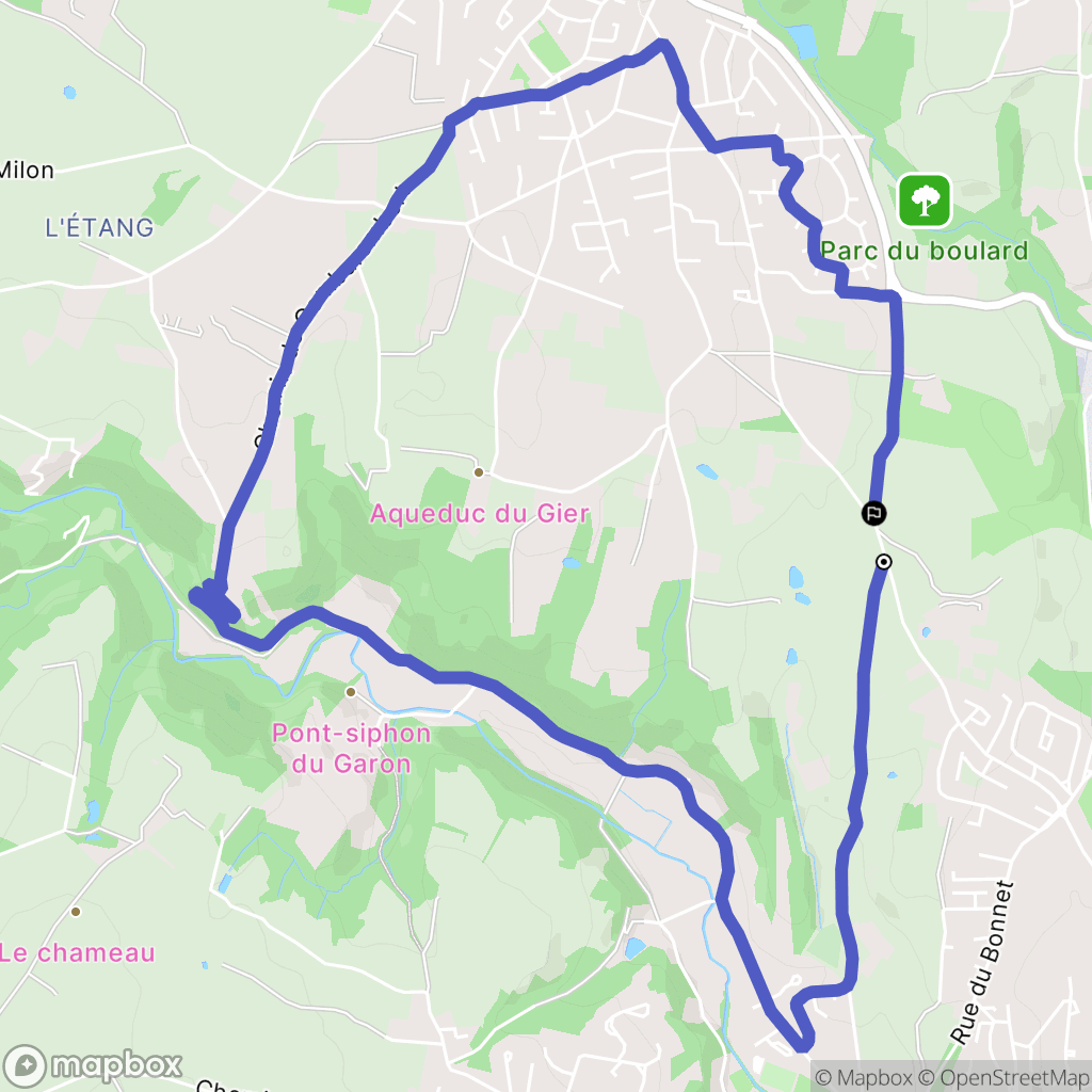 Chaponost : carte du parcours de randonnée - France