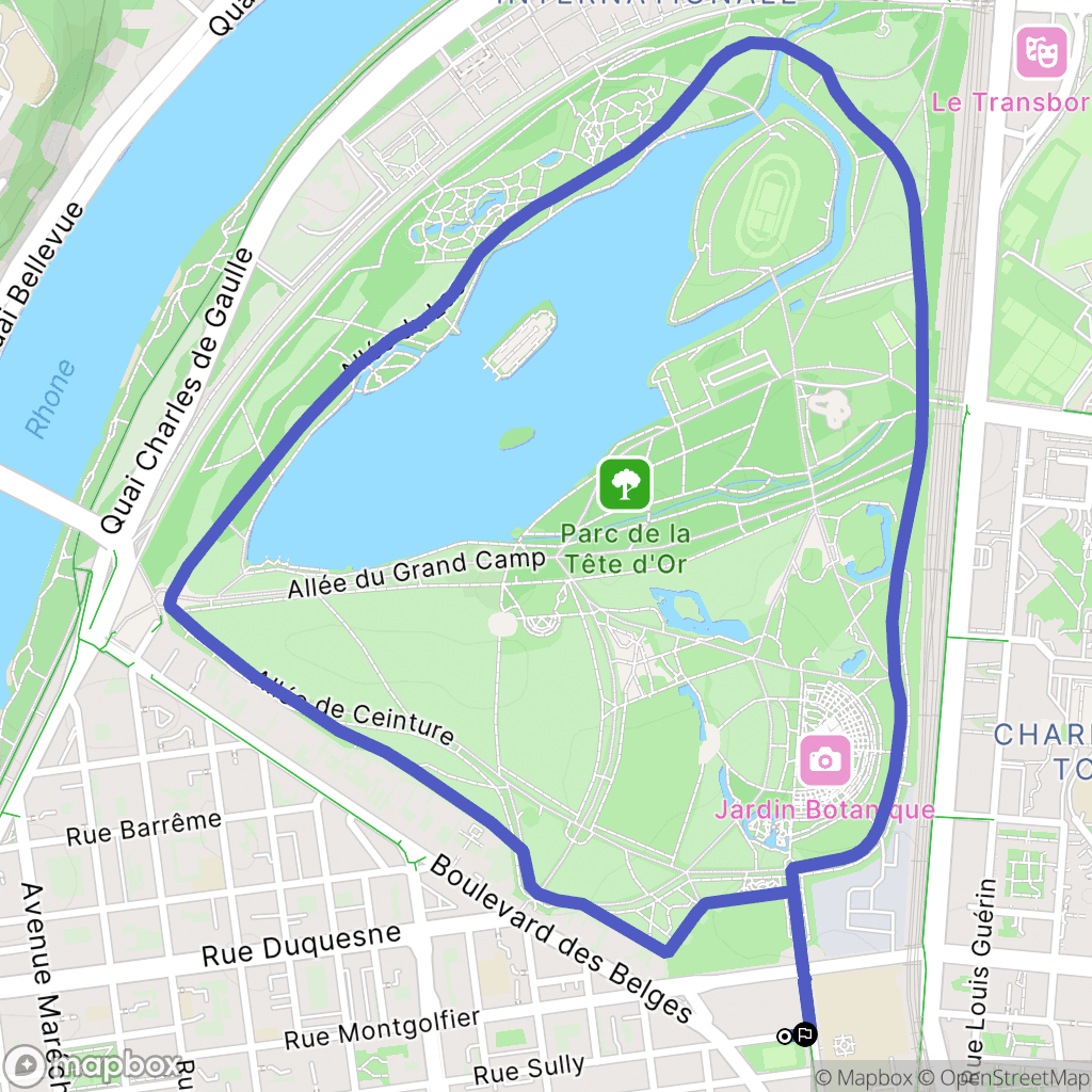 Les Brotteaux, Lyon 6e Arrondissement : carte du parcours de randonnée - France