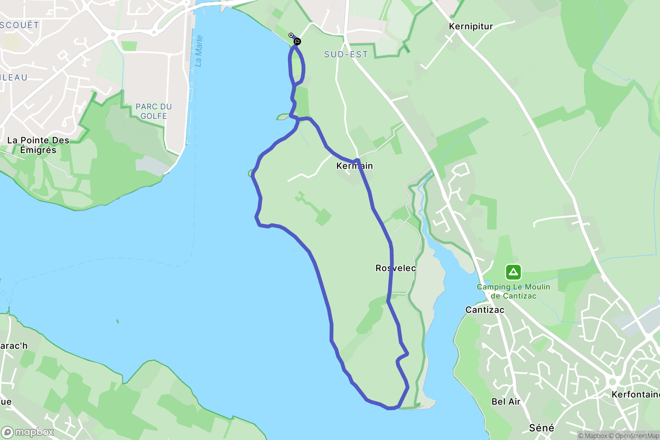Vannes : carte du parcours de randonnée - France